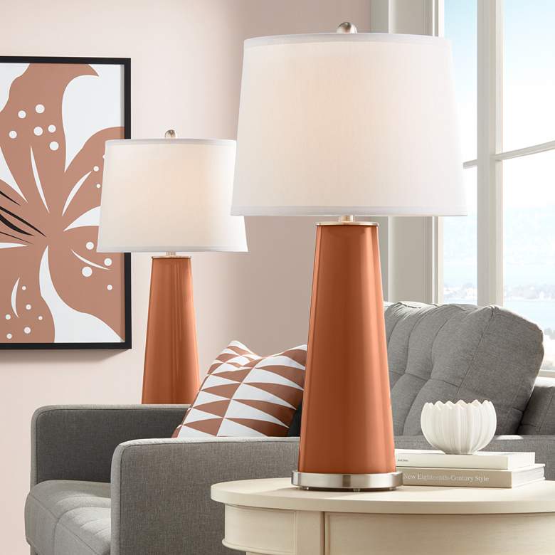Image 1 Color Plus Leo 29 1/2" High Baked Clay Table Lamps Set of 2