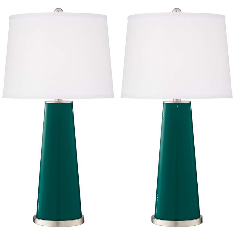 Image 2 Color Plus Leo 29 1/2" High Peacock Blue Table Lamps Set of 2