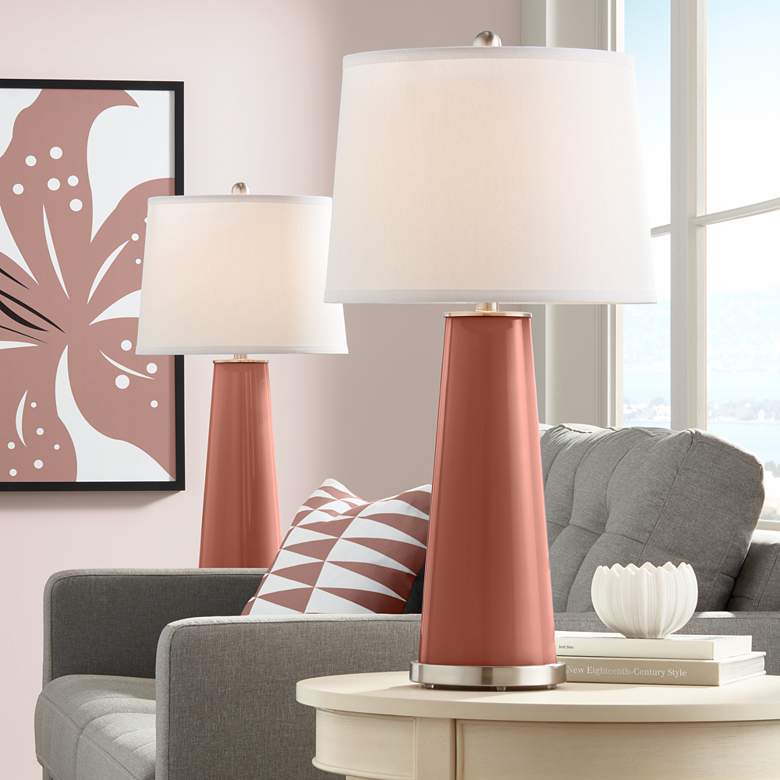 Image 1 Color Plus Leo 29 1/2" High Rojo Dust Red Table Lamps Set of 2