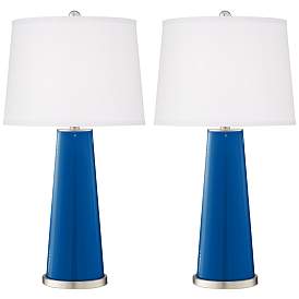 Image2 of Color Plus Leo 29 1/2" Hyper Blue Glass Table Lamps Set of 2