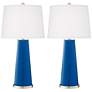 Color Plus Leo 29 1/2" Hyper Blue Glass Table Lamps Set of 2