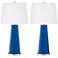 Color Plus Leo 29 1/2" Hyper Blue Glass Table Lamps Set of 2