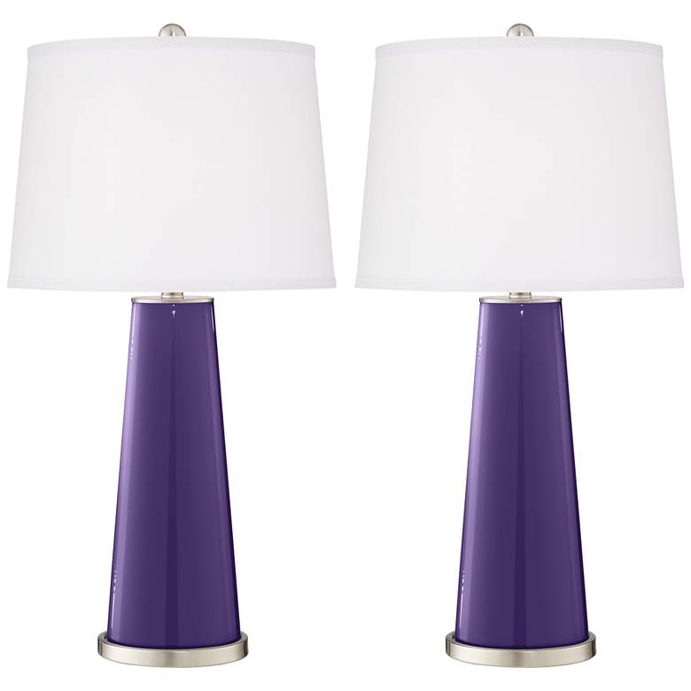 Image 2 Color Plus Leo 29 1/2" Izmir Purple Glass Table Lamps Set of 2