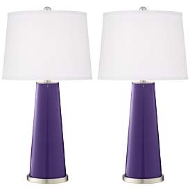 Image2 of Color Plus Leo 29 1/2" Izmir Purple Glass Table Lamps Set of 2