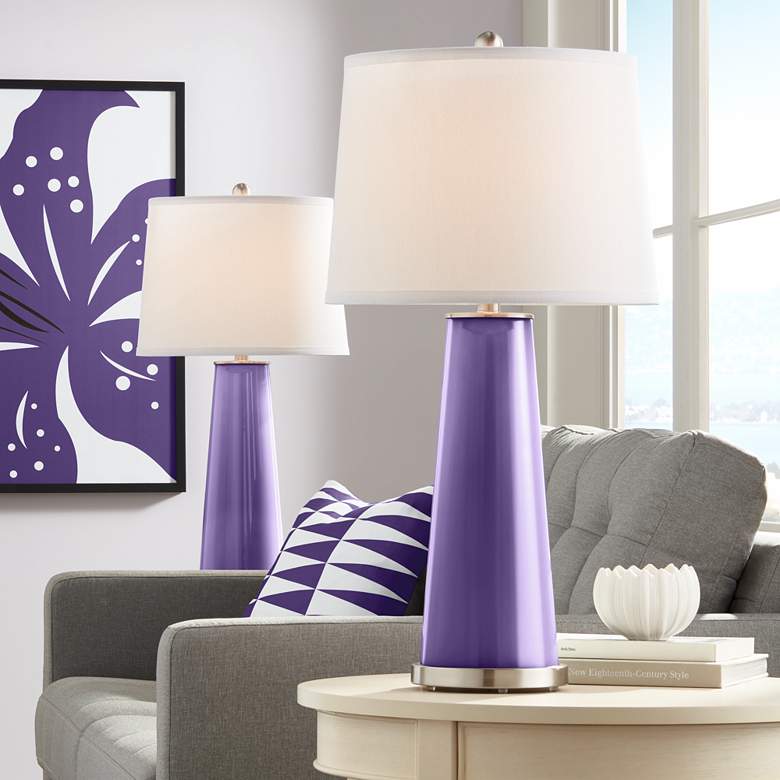Image 1 Color Plus Leo 29 1/2" Izmir Purple Glass Table Lamps Set of 2