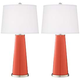 Image2 of Color Plus Leo 29 1/2" Koi Orange Glass Table Lamps Set of 2