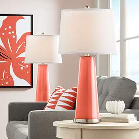 Image1 of Color Plus Leo 29 1/2" Koi Orange Glass Table Lamps Set of 2