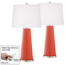 Image1 of Color Plus Leo 29 1/2" Koi Orange Lamps Set of 2 with USB Dimmers