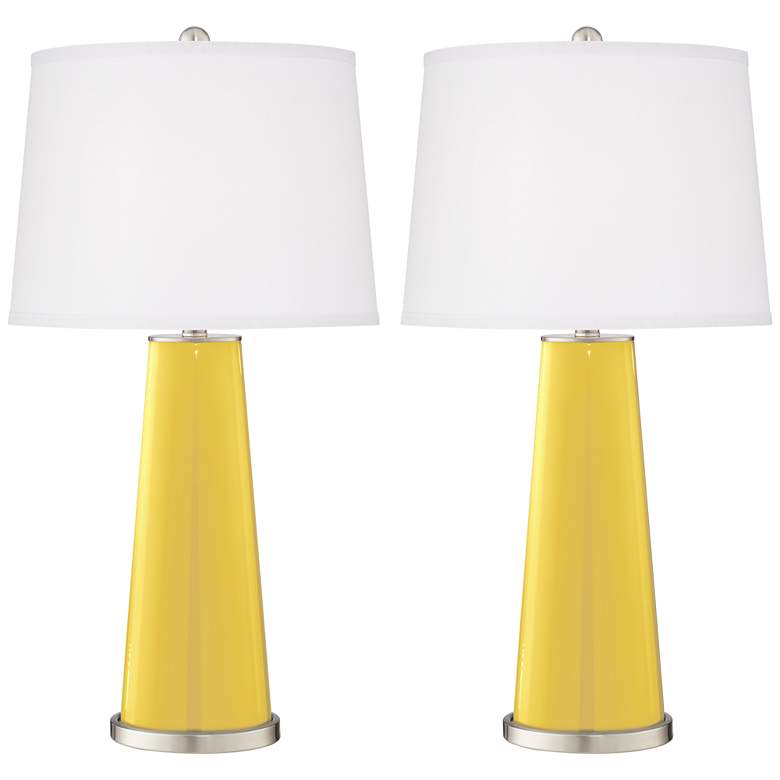 Image 2 Color Plus Leo 29 1/2" Lemon Zest Yellow Table Lamps Set of 2