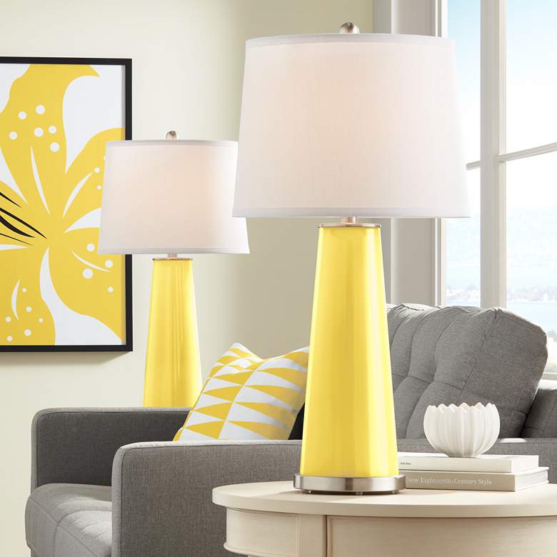 Image 1 Color Plus Leo 29 1/2" Lemon Zest Yellow Table Lamps Set of 2