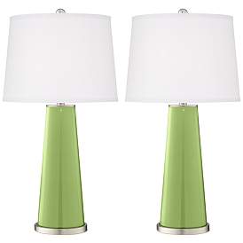Image2 of Color Plus Leo 29 1/2" Lime Rickey Green Glass Table Lamps Set of 2
