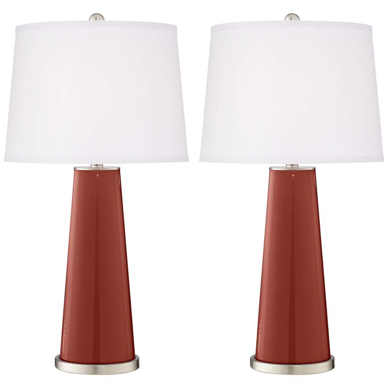 Image 2 Color Plus Leo 29 1/2" Madeira Red Glass Table Lamps Set of 2