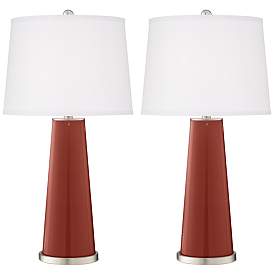 Image2 of Color Plus Leo 29 1/2" Madeira Red Glass Table Lamps Set of 2