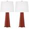 Color Plus Leo 29 1/2" Madeira Red Glass Table Lamps Set of 2