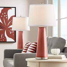 Image1 of Color Plus Leo 29 1/2" Madeira Red Glass Table Lamps Set of 2
