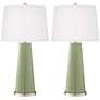 Color Plus Leo 29 1/2" Majolica Green Glass Table Lamps Set of 2