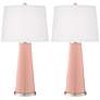 Color Plus Leo 29 1/2" Mellow Coral Pink Glass Table Lamps Set of 2 in scene