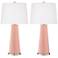 Color Plus Leo 29 1/2" Mellow Coral Pink Glass Table Lamps Set of 2