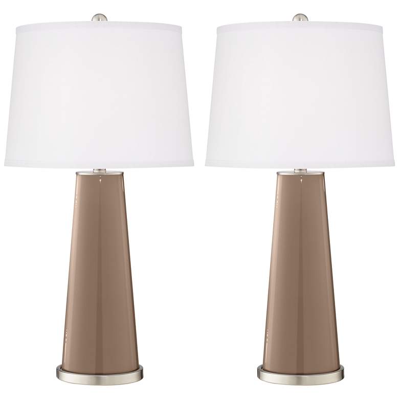 Image 2 Color Plus Leo 29 1/2 inch Mocha Brown Glass Table Lamps Set of 2