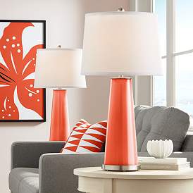 Image1 of Color Plus Leo 29 1/2" Modern Daredevil Orange Table Lamps Set of 2