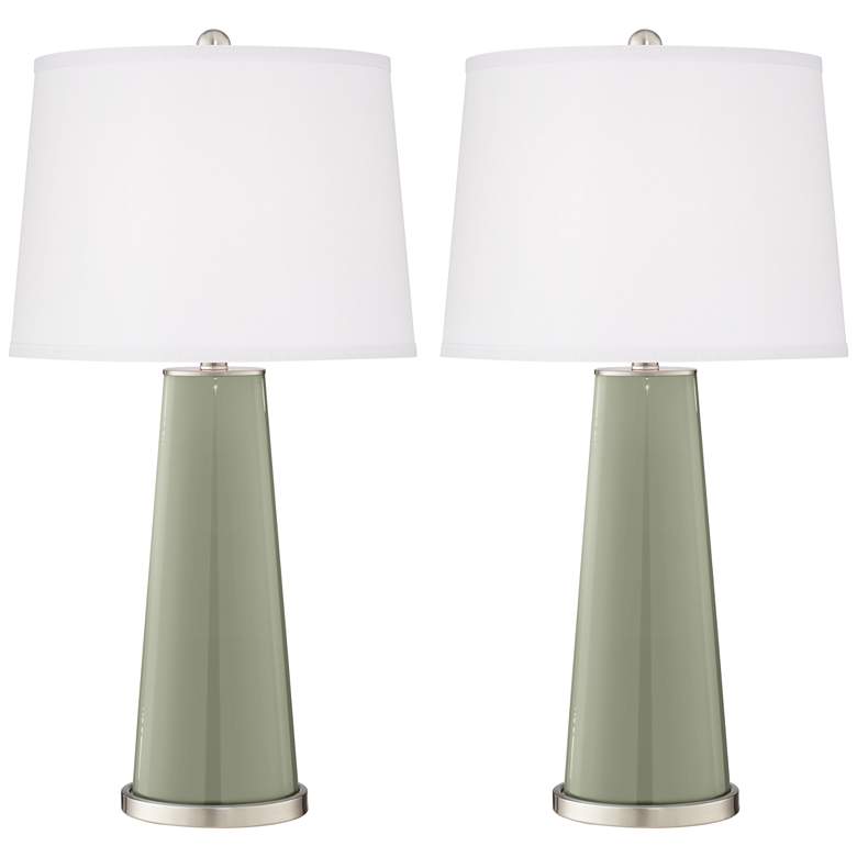 Image 2 Color Plus Leo 29 1/2" Modern Evergreen Fog Table Lamps Set of 2