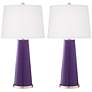 Color Plus Leo 29 1/2" Modern Glass Acai Purple Table Lamps Set of 2