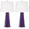 Color Plus Leo 29 1/2" Modern Glass Acai Purple Table Lamps Set of 2