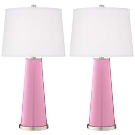 Image2 of Color Plus Leo 29 1/2" Modern Glass Candy Pink Table Lamps Set of 2