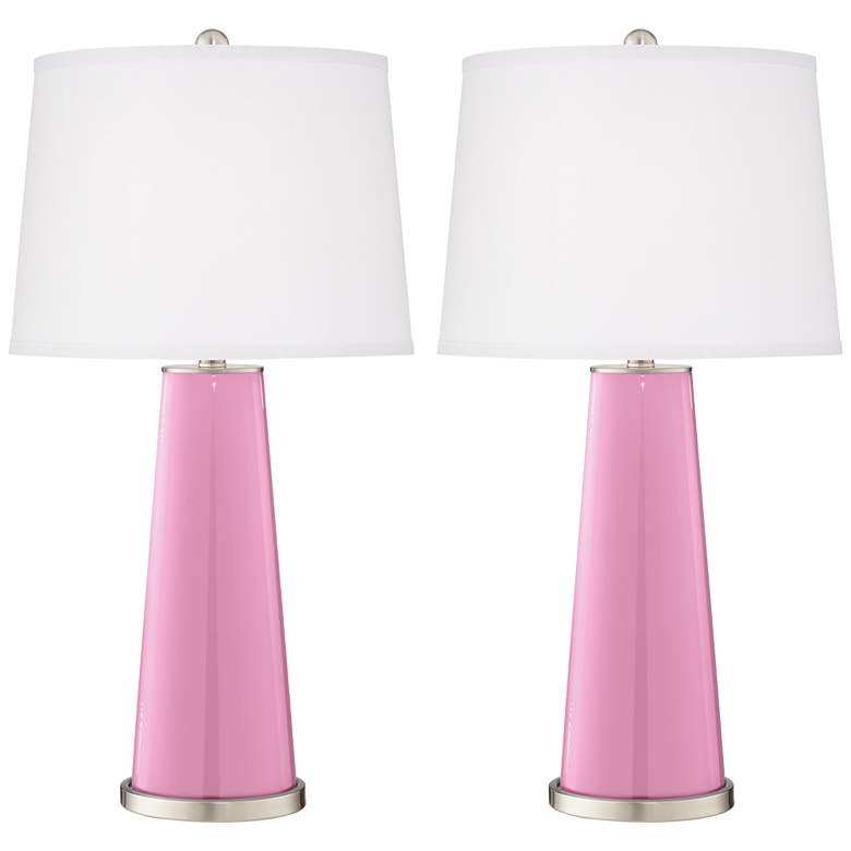 Image 2 Color Plus Leo 29 1/2 inch Modern Glass Candy Pink Table Lamps Set of 2