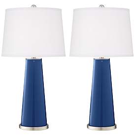Image2 of Color Plus Leo 29 1/2" Modern Glass Monaco Blue Table Lamps Set of 2