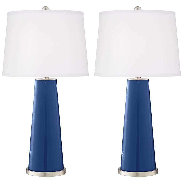 Image 2 Color Plus Leo 29 1/2" Modern Glass Monaco Blue Table Lamps Set of 2