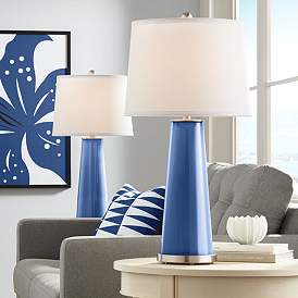 Image1 of Color Plus Leo 29 1/2" Modern Glass Monaco Blue Table Lamps Set of 2