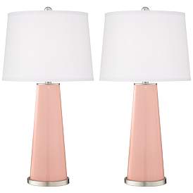 Image2 of Color Plus Leo 29 1/2" Modern Glass Rose Pink Table Lamps Set of 2