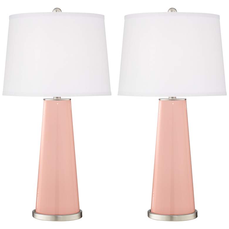 Image 2 Color Plus Leo 29 1/2" Modern Glass Rose Pink Table Lamps Set of 2
