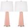 Color Plus Leo 29 1/2" Modern Glass Rose Pink Table Lamps Set of 2