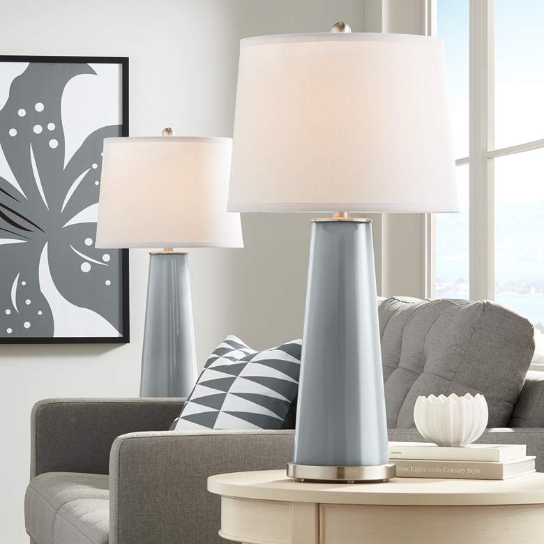 Image 1 Color Plus Leo 29 1/2" Modern Glass Software Gray Table Lamps Set of 2