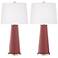 Color Plus Leo 29 1/2" Modern Glass Toile Red Table Lamps Set of 2