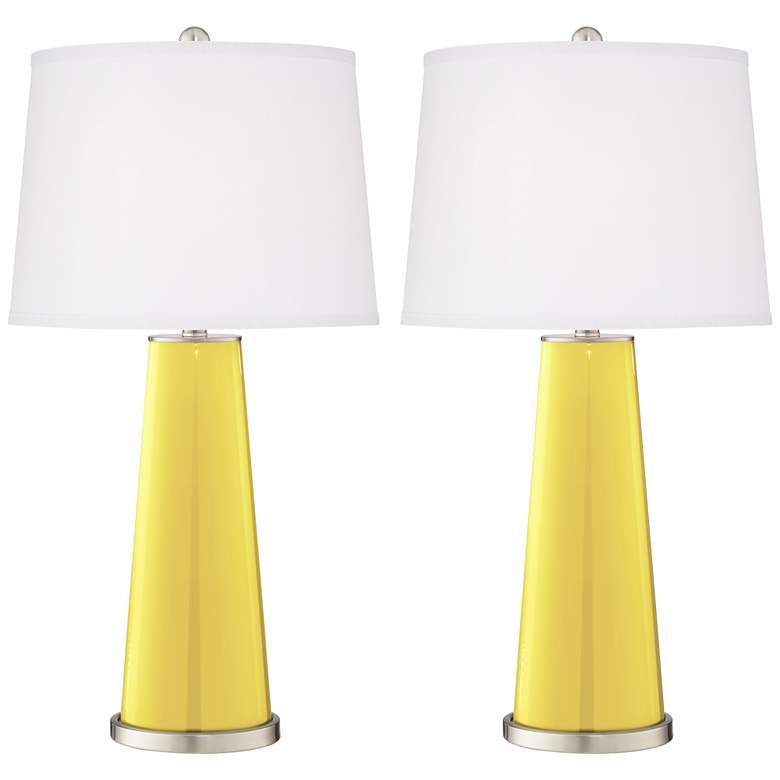 Image 2 Color Plus Leo 29 1/2" Modern Lemon Twist Yellow Table Lamps Set of 2