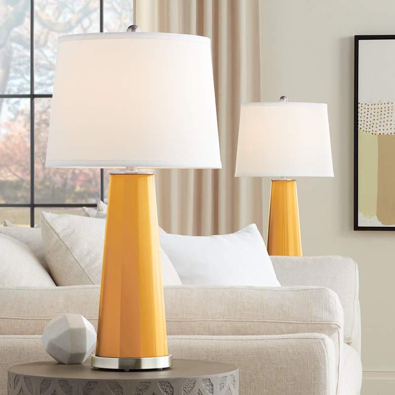 Image 1 Color Plus Leo 29 1/2" Modern Marigold Yellow Table Lamps Set of 2