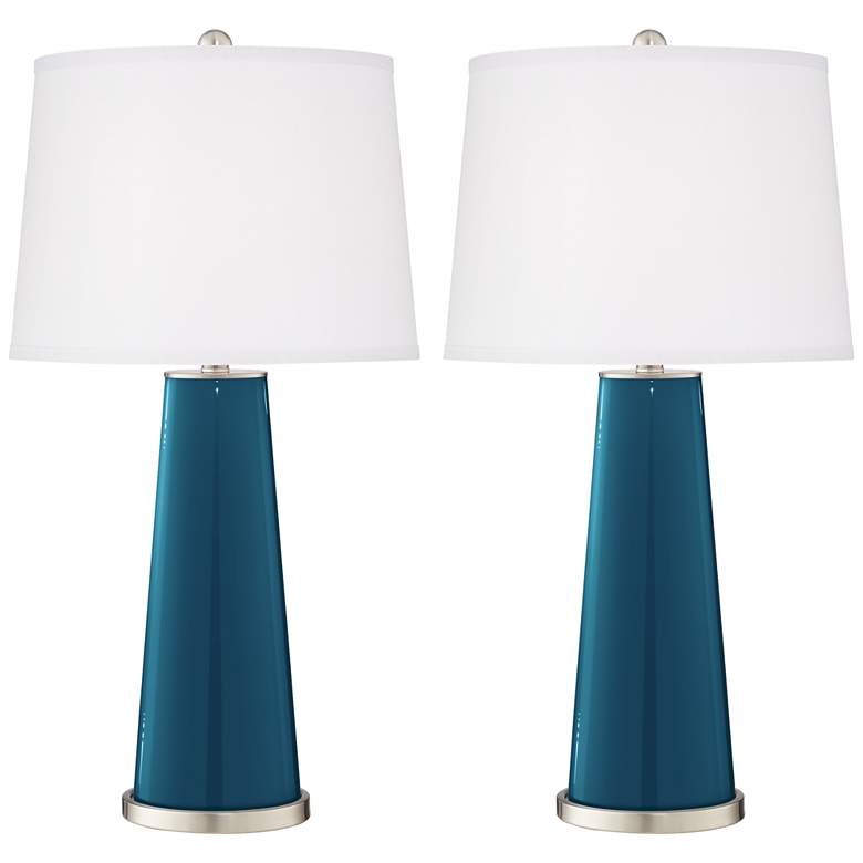 Image 2 Color Plus Leo 29 1/2" Modern Oceanside Blue Table Lamps Set of 2