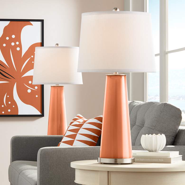 Image 1 Color Plus Leo 29 1/2" Modern Robust Orange Table Lamps Set of 2