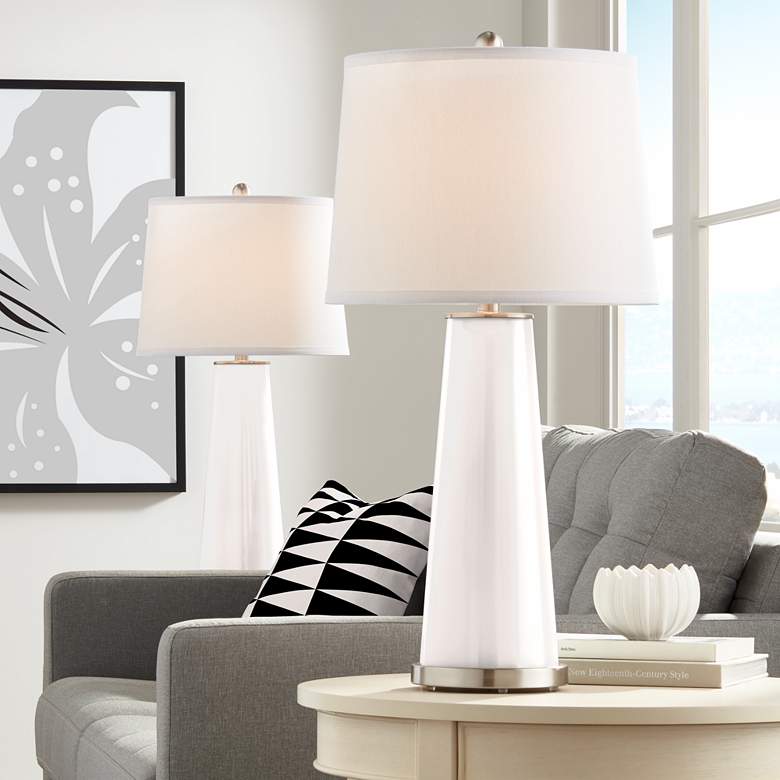 Image 1 Color Plus Leo 29 1/2 inch Modern Smart White Table Lamps Set of 2
