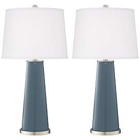 Image2 of Color Plus Leo 29 1/2" Modern Smoky Blue Table Lamps Set of 2