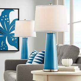 Image1 of Color Plus Leo 29 1/2" Mykonos Blue Table Lamps Set of 2
