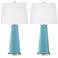 Color Plus Leo 29 1/2" Nautilus Blue Glass Table Lamps Set of 2