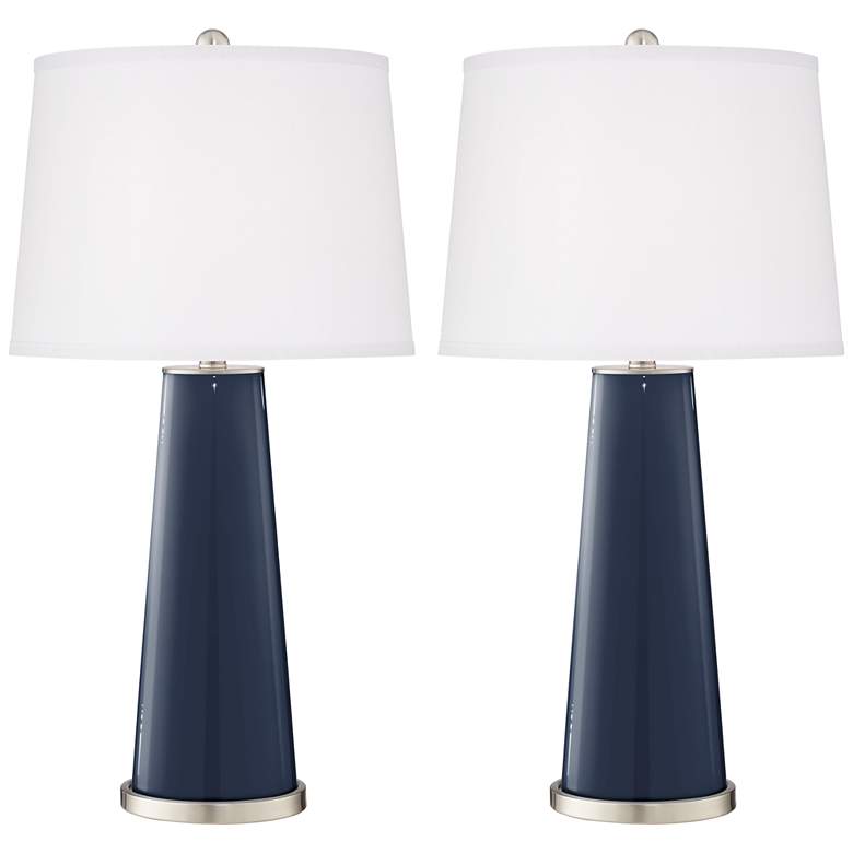 Image 2 Color Plus Leo 29 1/2" Naval Blue Modern Glass Table Lamps Set of 2
