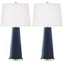 Color Plus Leo 29 1/2" Naval Blue Modern Glass Table Lamps Set of 2