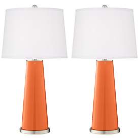 Image2 of Color Plus Leo 29 1/2" Nectarine Orange Glass Table Lamps Set of 2