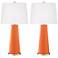 Color Plus Leo 29 1/2" Nectarine Orange Glass Table Lamps Set of 2