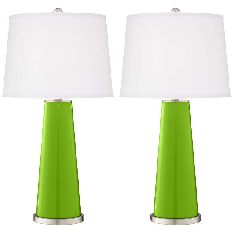 Image 2 Color Plus Leo 29 1/2" Neon Green Modern Glass Table Lamps Set of 2